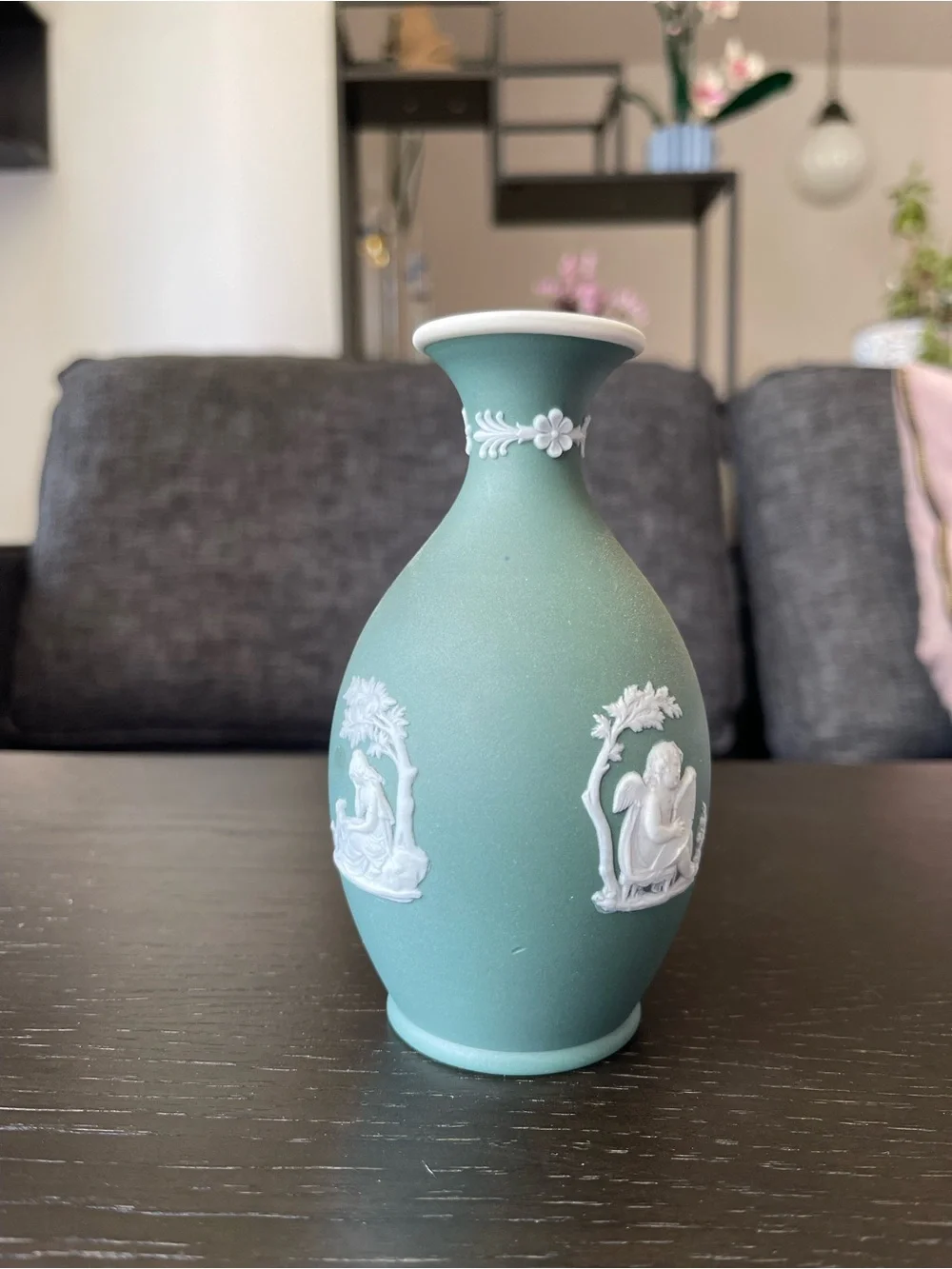 Wedgwood Matte Seafoam Green Decorative Jasperware-Style Vase